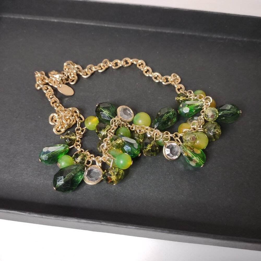 Green Beaded Charming Charlie Necklace 20 Inches Long